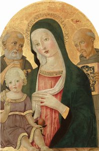 Madonna and Child with Saint Jerome and Saint Bernardino of Siena, c.1480-1485 by Benvenuto di Giovanni