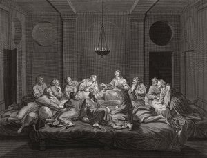 Jesus Christ and Apostles at Last Supper by Bernard (after) Picart
