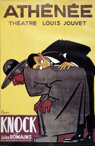 Poster of Knock by Jules Romans at the Theatre Louis Jouvet Athenee, by Bernard Becan (Bernhard Kahn) (1890-1943)