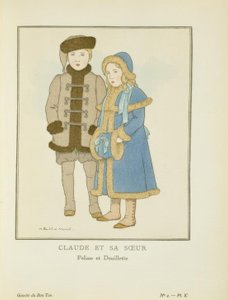 Claude and His Sister - Pelisse and Douilette by Bernard Boutet de Monvel