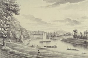 A West View of Hampton Court Ferry and Hampton Church at a Distance by Bernard III Lens