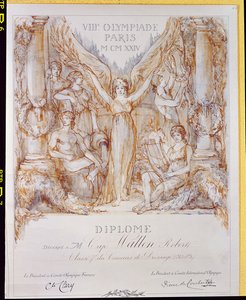 Diploma award from the VIII Olympiad, held in Paris