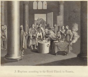 A Baptism According to the Greek Church in Russia by Bernard Picart
