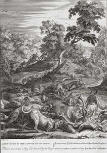 Acteon turned into a Stag, and devoured by his dogs by Bernard Picart