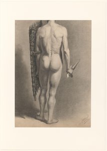 Male Nude with Sword and Shield, Seen from the Back by Bernard Willem Wierink (signed by artist)