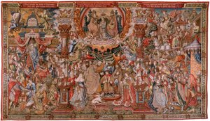 Flemish Tapestry. Series The Honours; Nobility. Fourth Tapestry in the Series. Model Cartoonists from the Circle of Bernard van Orley and Jan Gossaert. Manufacture Pieter van Aelst, Brussels. Ca 1550. Fabric Gold, Silver, Silk and Wool. by Bernard van Orley