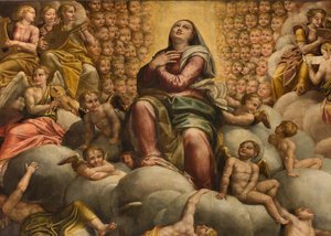 Apse, Altarpiece by Bernardino Gatti and Giovanni Battista Trotti, Assumption of the Virgin by Bernardino Gatti