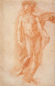 Mercury Dressed in a Fluttering Robe Standing on a Staircase by Bernardino Poccetti