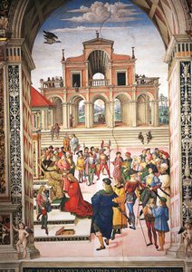 Enea Silvio Piccolomini being made poet laureate by Emperor Frederick III (detail) by Bernardino di Betto Pinturicchio