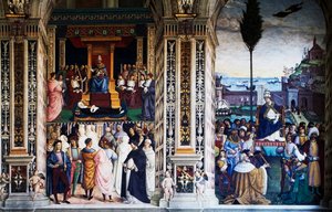 Pius II arriving in Ancona to start crusade by Bernardino di Betto Pinturicchio