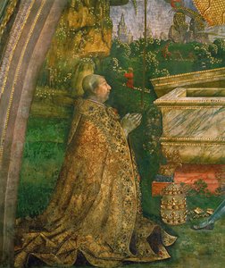 The Resurrection. Pope Alexander VI Borgia Kneeling in Front of an Empty Sarcophagus