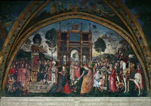 The Dispute of St. Catherine of Alexandria with the Philosopher, in Front of the Roman Emperor Maxentius by Bernardino di Betto Pinturicchio