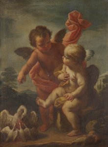 Cupids with Geese by Bernardo Arniconi