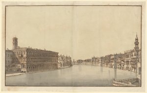 The Grand Canal, with the Fabbriche Nuove on the Left and Campanile of Santi Apostoli on the Right by Bernardo Bellotto