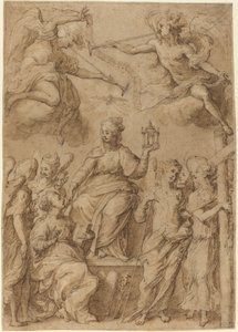 Ecclesia Surrounded by Angels Holding the Instruments of the Passion by Bernardo Strozzi