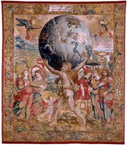 Flemish Tapestry. Series The Spheres. Hercules Supporting the Celestial Sphere. First Tapestry in the Series. Model Barend van Orley or Pieter Coecke van Aelst. 1525-1530