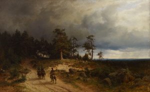 Landscape in Eastern Finland with Mounted Cossacks