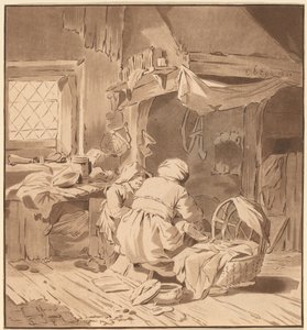 Interior of a Peasant House with Two Women