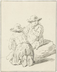 Two Boys Sitting on the Ground by Bernhard Schreuder