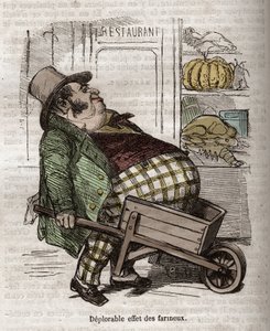 Obeite - Des Gourmands - deplorable effect of farinaceous foods - engraving in 