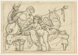 Design for a Relief with Amor and a Reclining Figure of Anacreon by Bertel Thorvaldsen