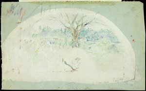 Fan depicting Bougival, 1884 by Berthe Morisot