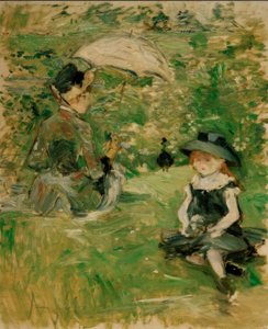 Young Woman and Child on the Island by Berthe Morisot