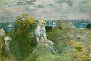 On the Cliff at Portrieux by Berthe Morisot