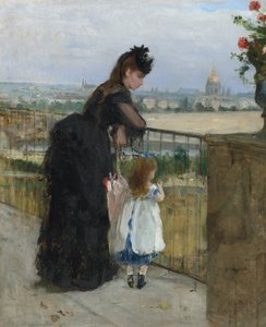 Woman and child on a balcony