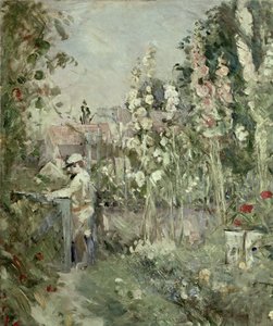 Young Boy in the Hollyhocks by Berthe Morisot