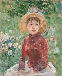 Young Girl on the Grass, the Red Bodice Mademoiselle Isabelle Lambert by Berthe Morisot