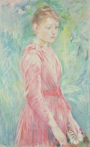Young girl in a pink gown by Berthe Morisot