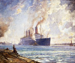 The Aquitania Coming Up Southampton Water