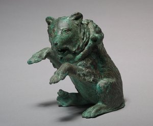 Oil Ampulla in the Form of a Dancing Bear, 3rd Century (Bronze) by Nicolas d