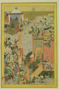 Assault on a Castle, Persian, Timurid Period by Bihzad attr. to Bihzad attr. to