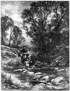 The Stepping Stones, c1930s by Birket Foster