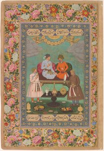 Jahangir Entertains Shah Abbas from the St. Petersburg Album, c.1620 by Bishandas