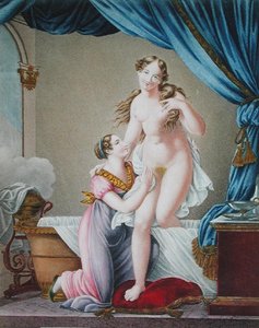 Woman Getting Out of her Bath, assisted by her Maid by Blaizot (after)