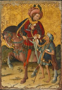 Saint Martin of Tours (The Merciful) Cutting His Cloak to Share with a Poor Man by Blasco de Granen