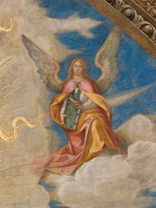 Apse, Pantocrator among Saints Marcellino, Imerio, Omobono, Peter Exorcist (detail of Angel right)