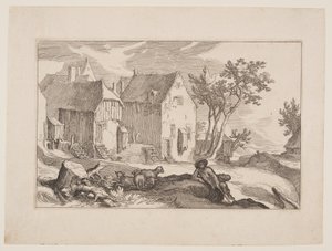 Plate 10, from Landscapes with Farmhouses by Boetius Adams Bolswert