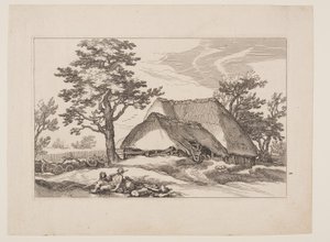 Plate 12, from Landscapes with Farmhouses by Boetius Adams Bolswert