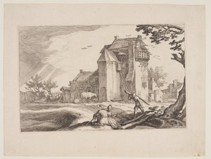 Plate 15, from Landscapes with Farmhouses by Boetius Adams Bolswert