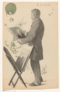 Edmond de Goncourt Looking at a Print, Next to Him a Print Stand by Boileau