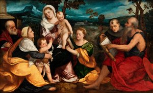 The Holy Family surrounded by Saints by Bonifazio Veronese