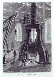 The Le Creusot Power Hammer, illustration for a book about industrial machines, c. 1880