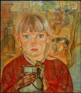Girl with Milk Can by Boris D. Grigorjew