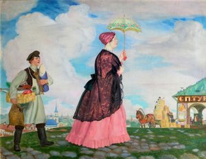 Merchants Woman with Purchases, 1920 by Boris Mikhailovich Kustodiev