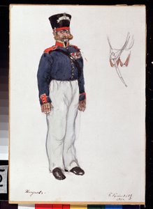 Costume Design for the Theatre Play Fiery Heart by A. Ostrovky by Boris Mikhailovich Kustodiev