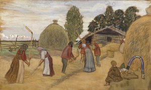 Threshing Floor, 1918 by Boris Mikhailovich Kustodiev